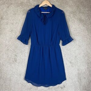 Banana Republic Dress Womens Small Blue 3/4 Sleeve Sheer Lined Polyester- 3473*
